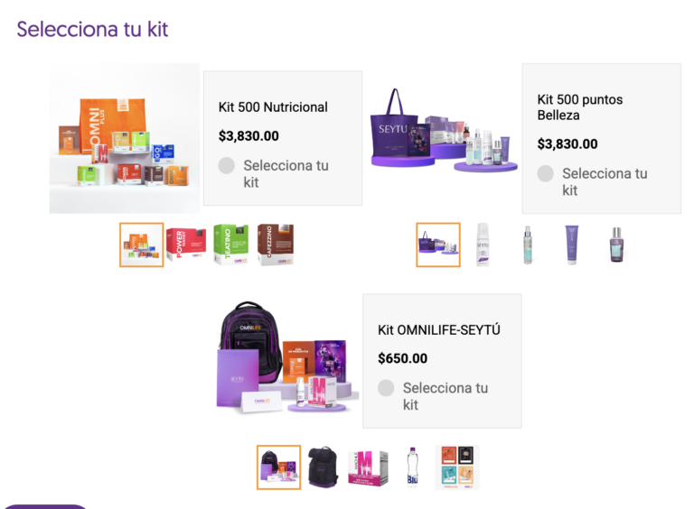 Elige tu kit de inicio con Omnilife Seytu