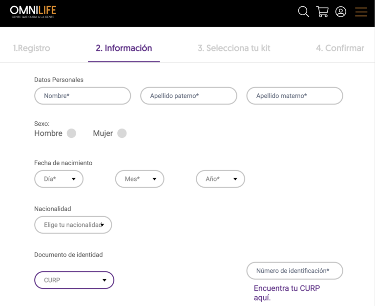 Paso 2 Registro en Linea membresia Omnilife